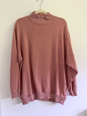 aerie Dusty Pink Mock Neck Cozy Oversized Comfy Sweater Athleisure Casual Medium